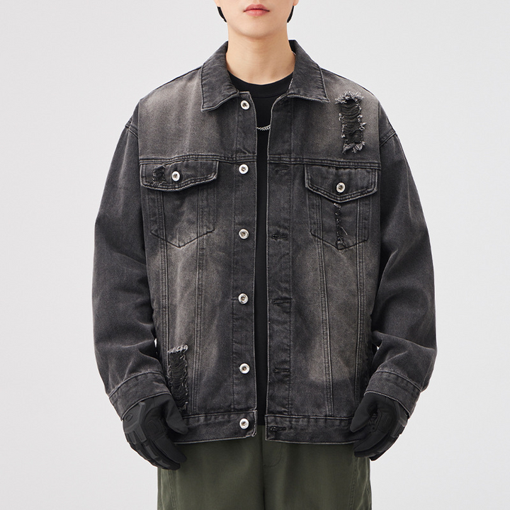 Dune Sand Distressed Denim Jacket