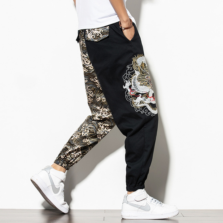Kyoto Dragon Embroidered Joggers