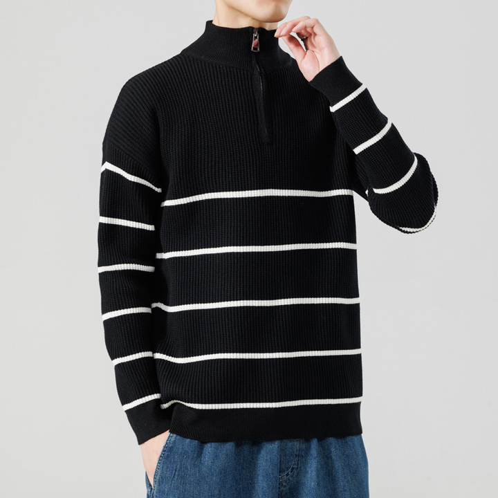 Ribbed Knit Quarter-Zip Sweater
