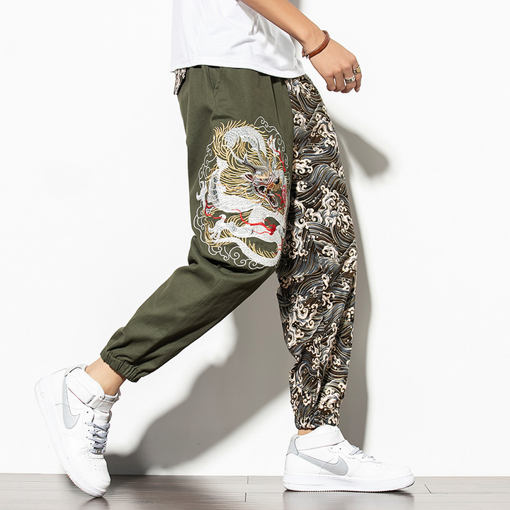 Kyoto Dragon Embroidered Joggers