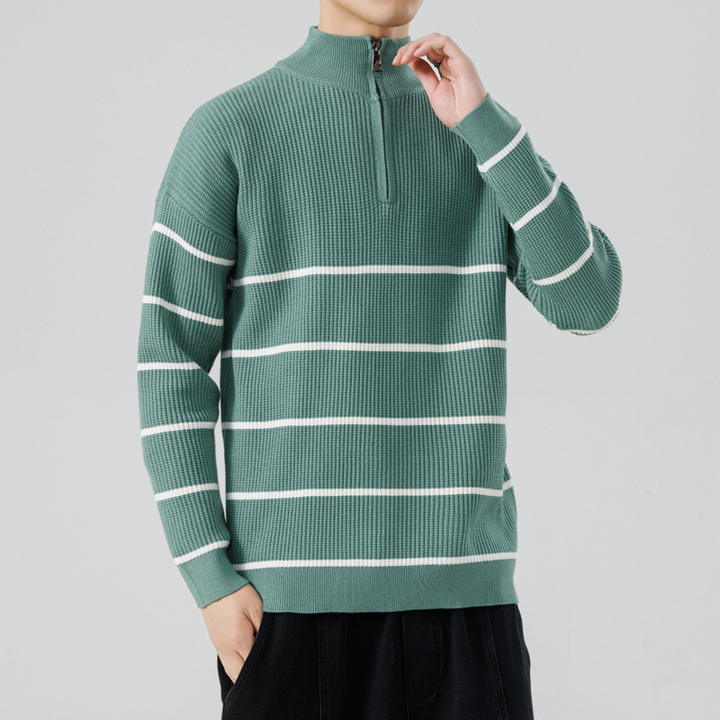 Ribbed Knit Quarter-Zip Sweater
