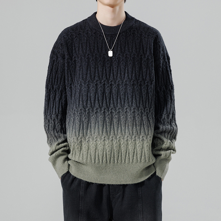 Ombrè Textured Knit Crewneck