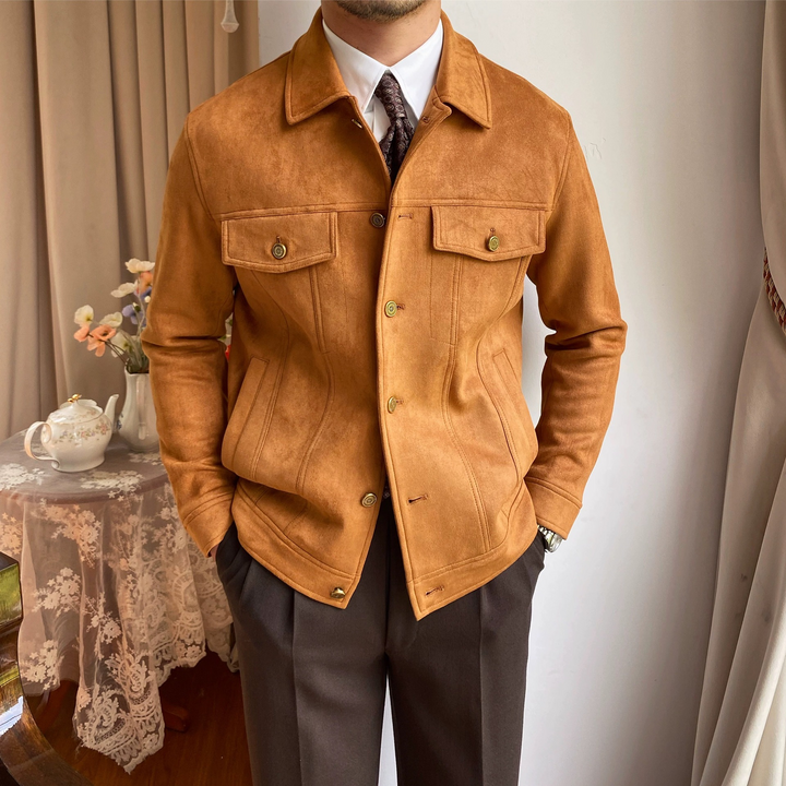 Rugged Suede Button-up Jacket