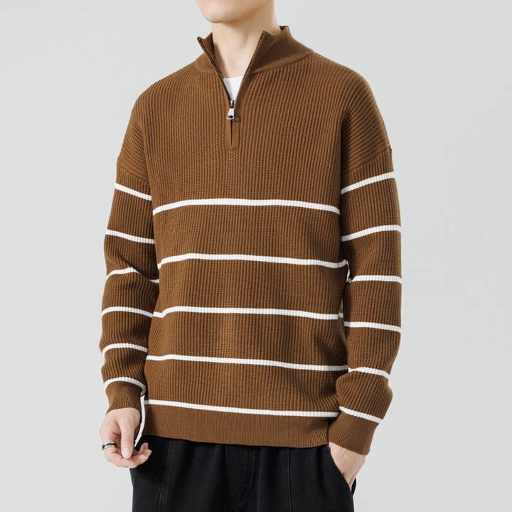 Ribbed Knit Quarter-Zip Sweater