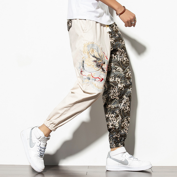 Kyoto Dragon Embroidered Joggers