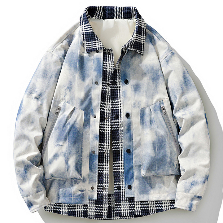 Cloud-Wash Denim Bomber Jacket