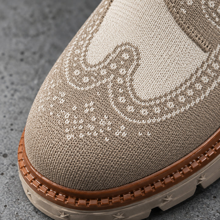Ashby Knit Brogue Derby — Beige