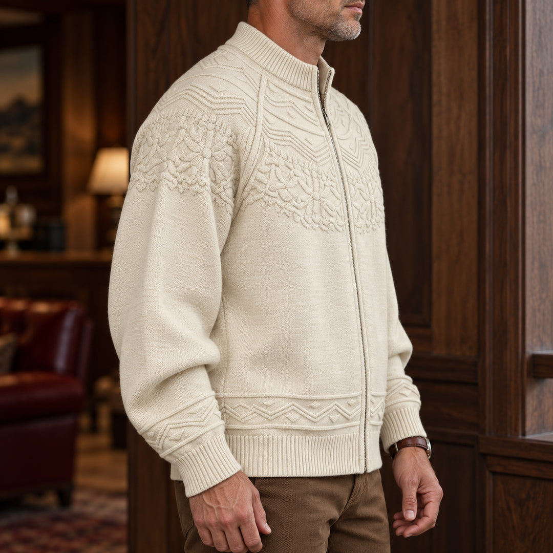Bergen Textured Knit Jacket — Beige