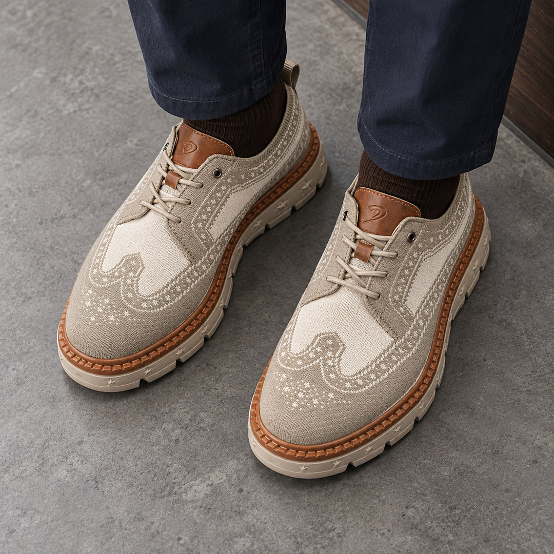 Ashby Knit Brogue Derby — Beige