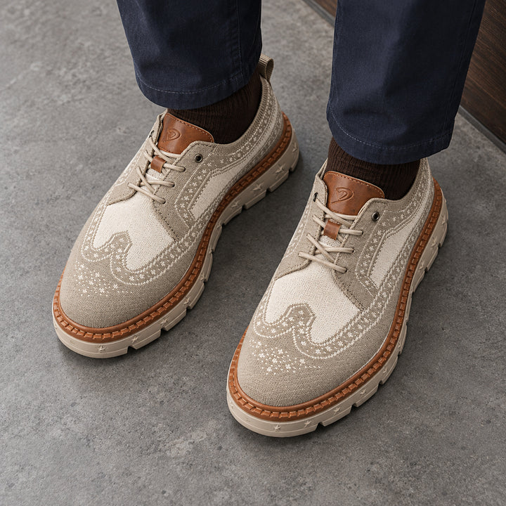 Ashby Knit Brogue Derby — Beige