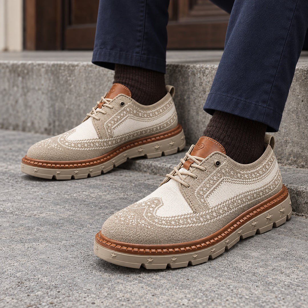 Ashby Knit Brogue Derby — Beige