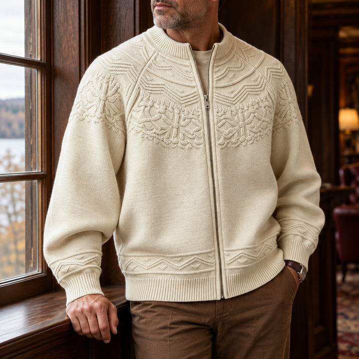 Bergen Textured Knit Jacket — Beige