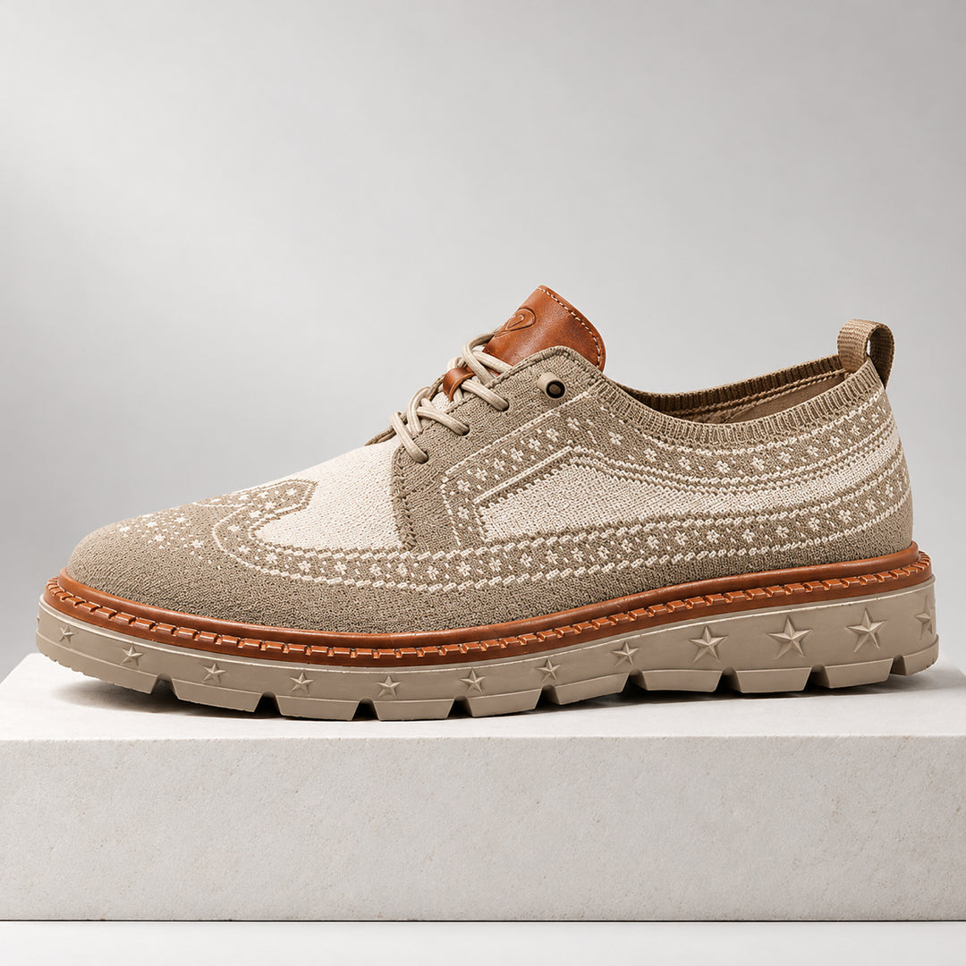 Ashby Knit Brogue Derby — Beige