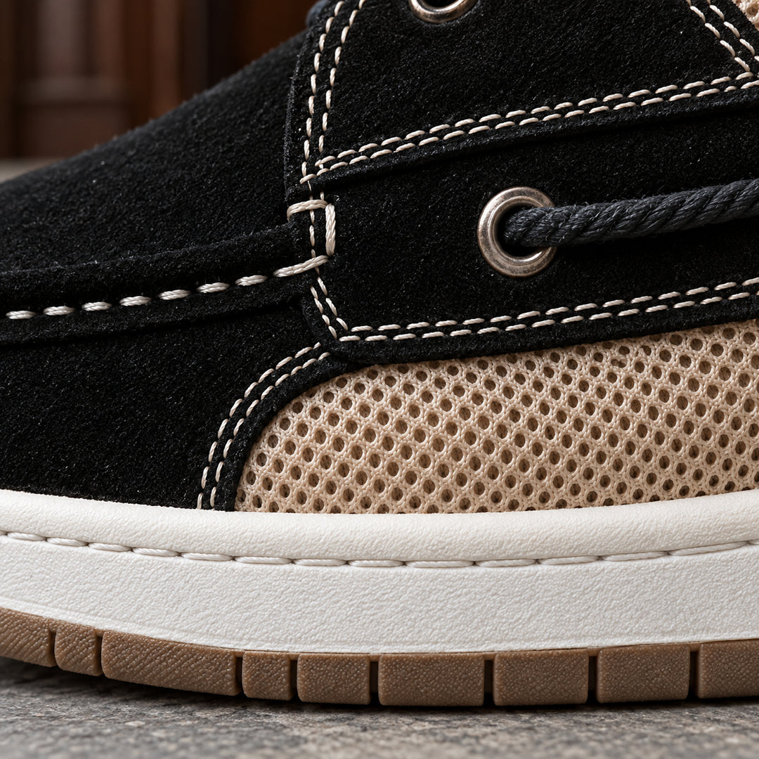 Hyannis Suede Deck Sneaker — Black