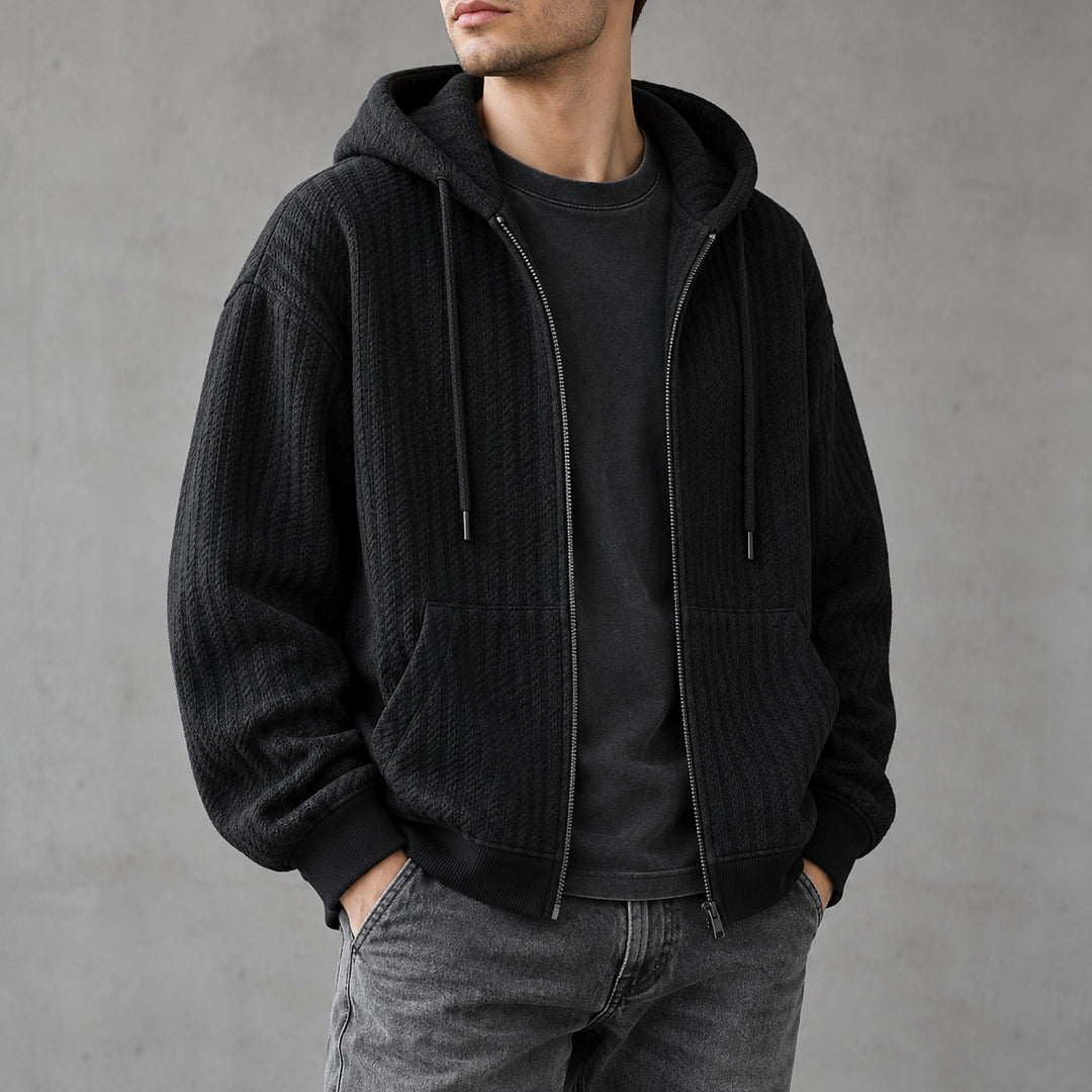 Thornton Knit Hooded Jacket — Black