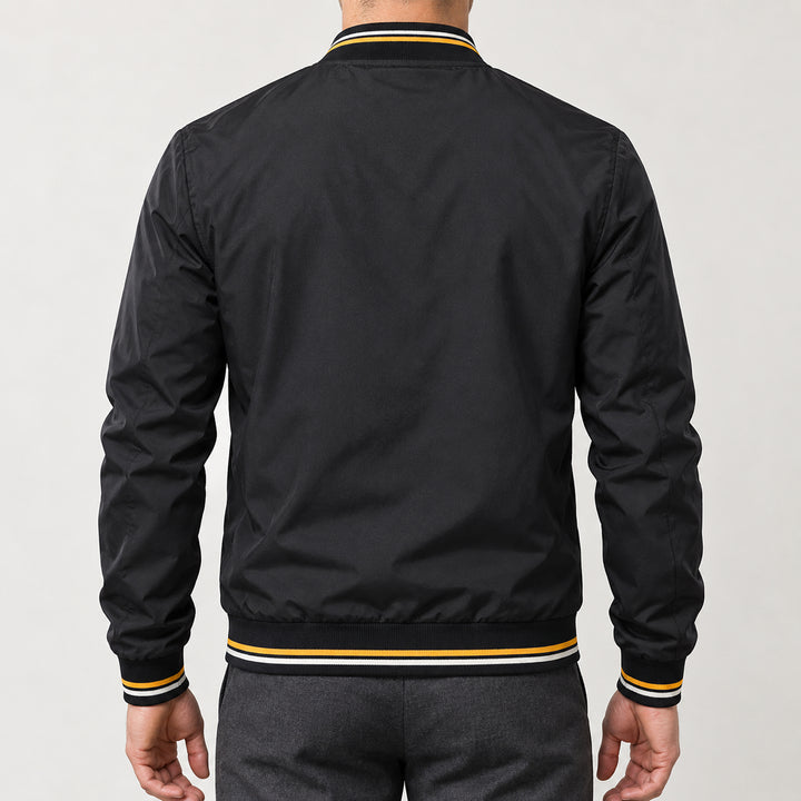 Whitman Striped-Trim Bomber Jacket — Black