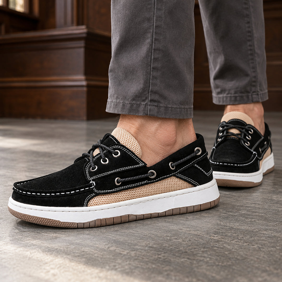 Hyannis Suede Deck Sneaker — Black