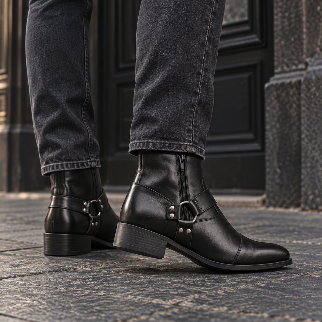 Cheyenne Harness Moto Boot — Black