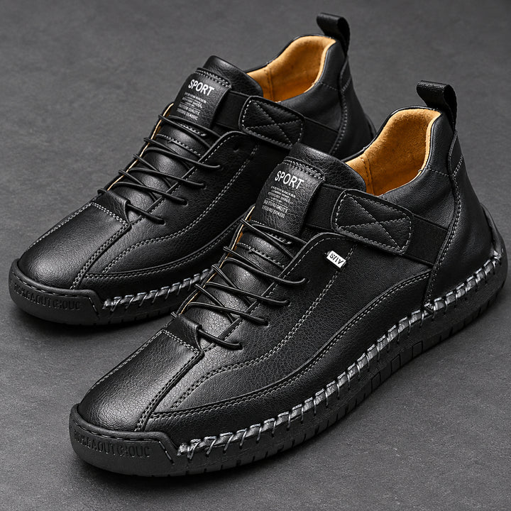 Wexford Hand-Stitched Leather Sneaker — Black
