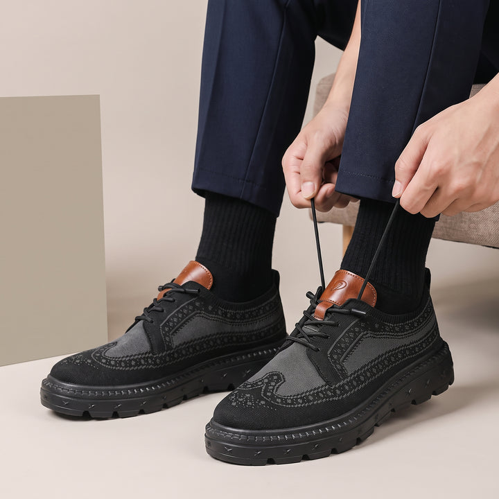 Ashby Knit Brogue Derby — Black