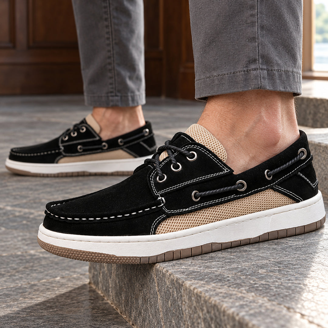 Hyannis Suede Deck Sneaker — Black