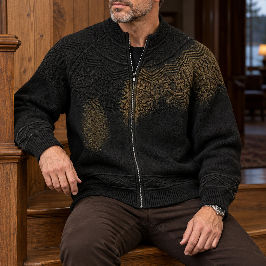 Bergen Textured Knit Jacket — Black