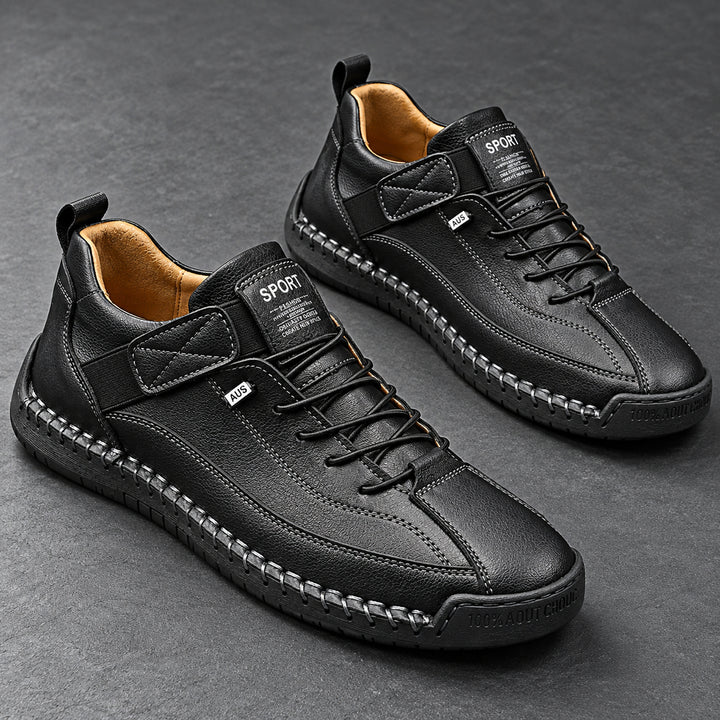 Wexford Hand-Stitched Leather Sneaker — Black