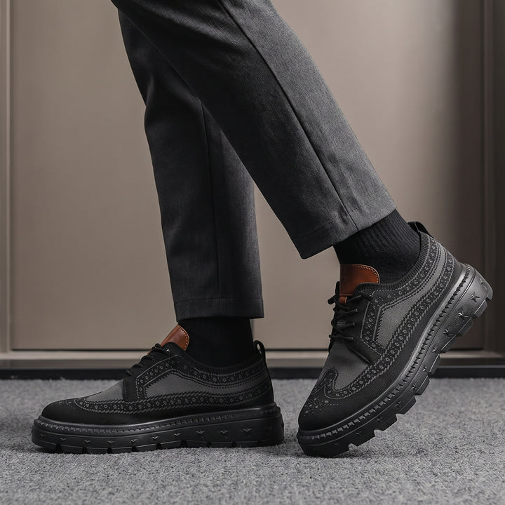 Ashby Knit Brogue Derby — Black