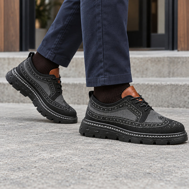 Ashby Knit Brogue Derby — Black