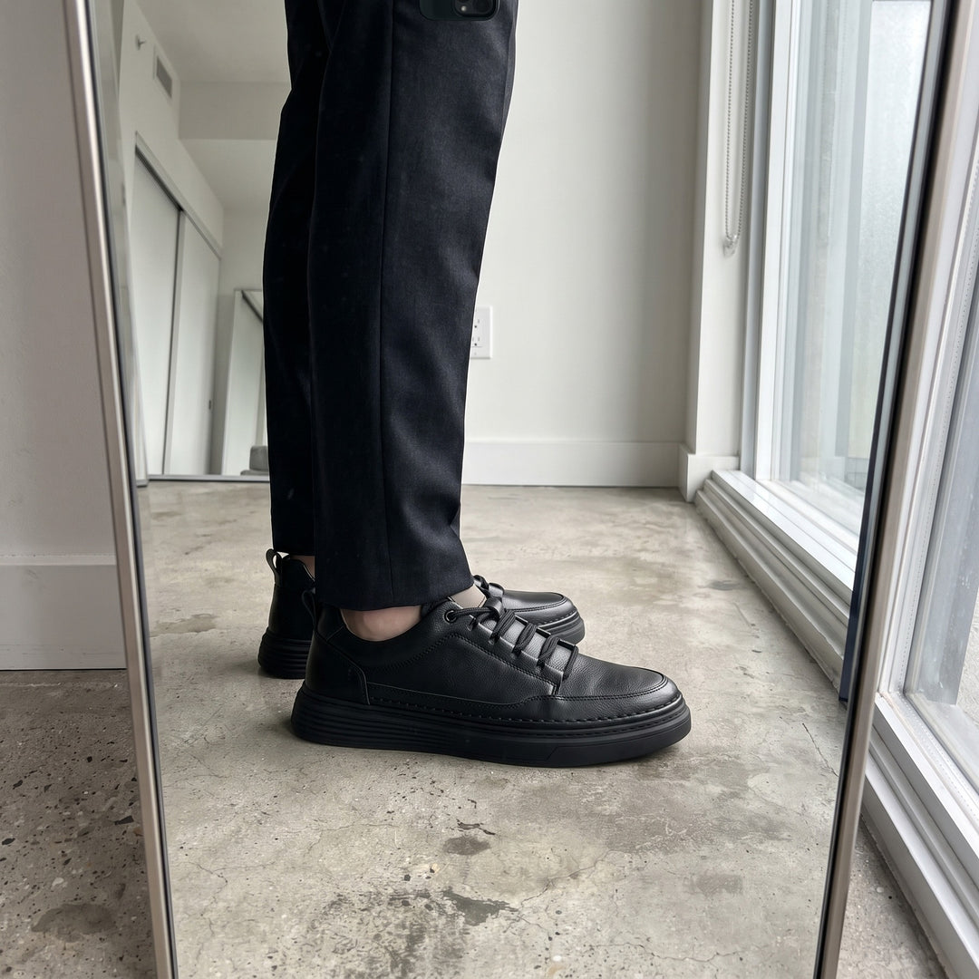 Belmont Minimalist Leather Sneaker — Black