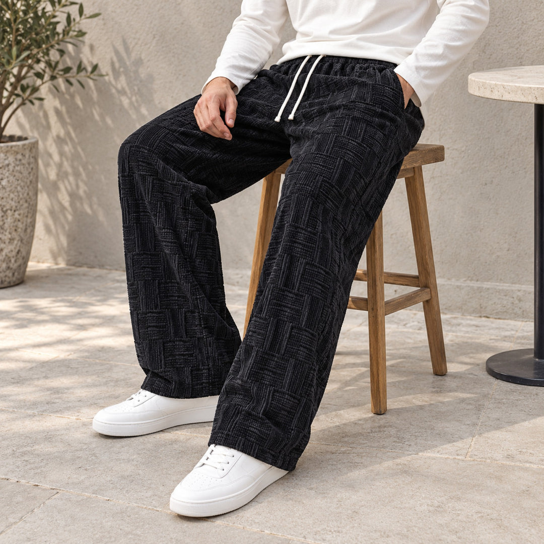 Parquet Corduroy Wide-Leg — Black