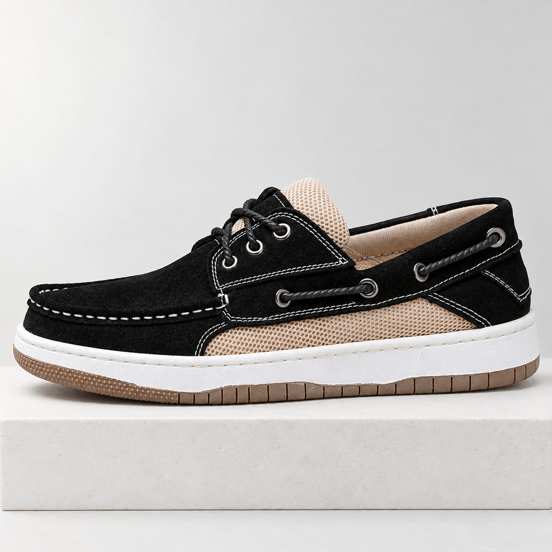 Hyannis Suede Deck Sneaker — Black