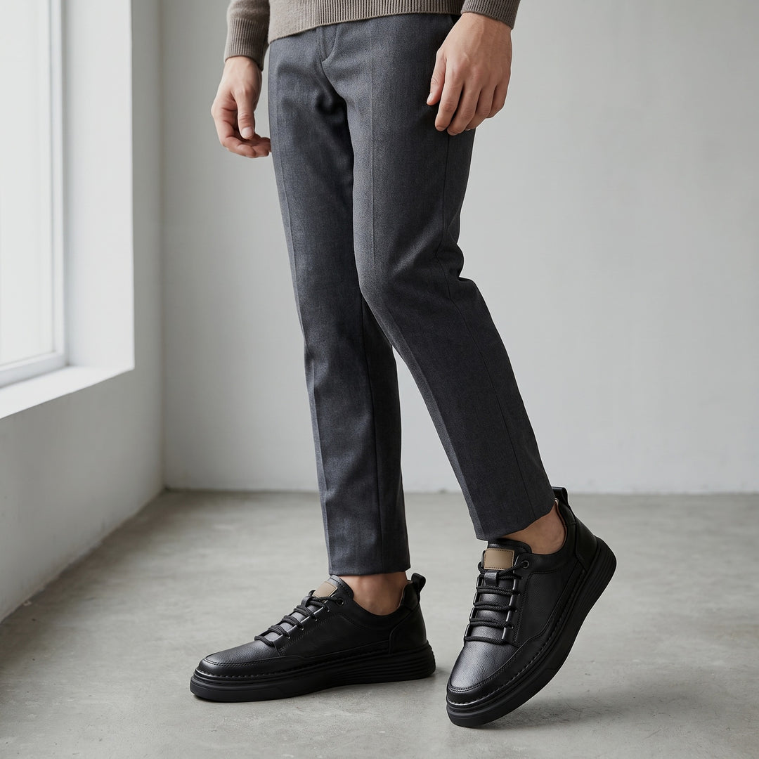Belmont Minimalist Leather Sneaker — Black
