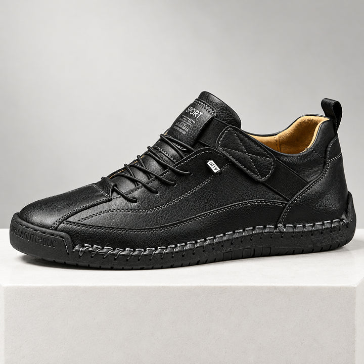 Wexford Hand-Stitched Leather Sneaker — Black