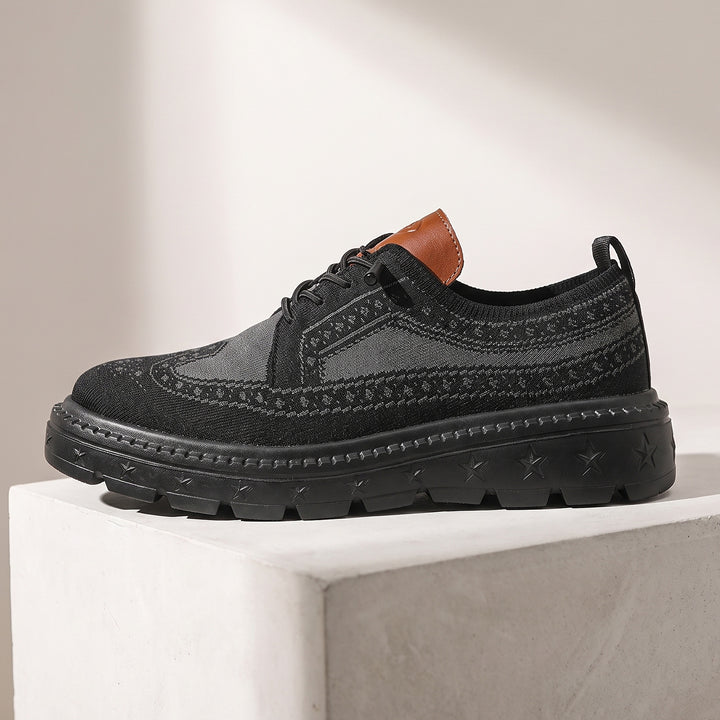 Ashby Knit Brogue Derby — Black