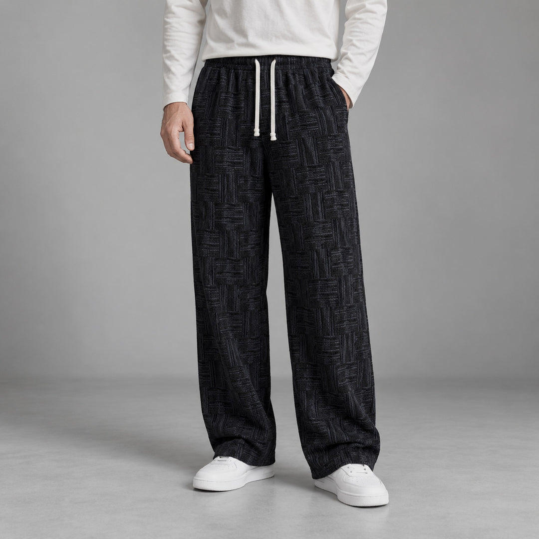 Parquet Corduroy Wide-Leg — Black