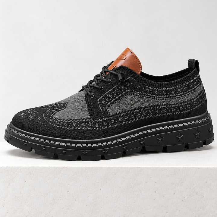 Ashby Knit Brogue Derby — Black
