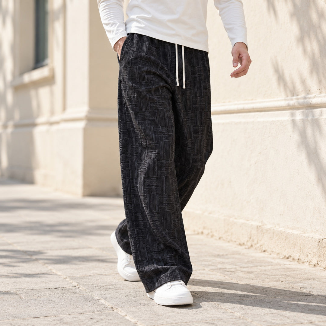 Parquet Corduroy Wide-Leg — Black