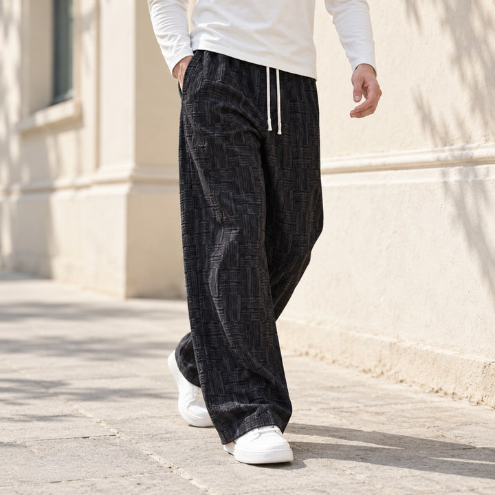 Parquet Corduroy Wide-Leg — Black