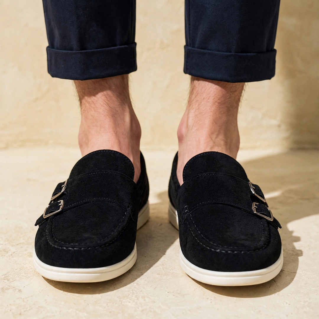 Cloister Double-Buckle Suede Loafer