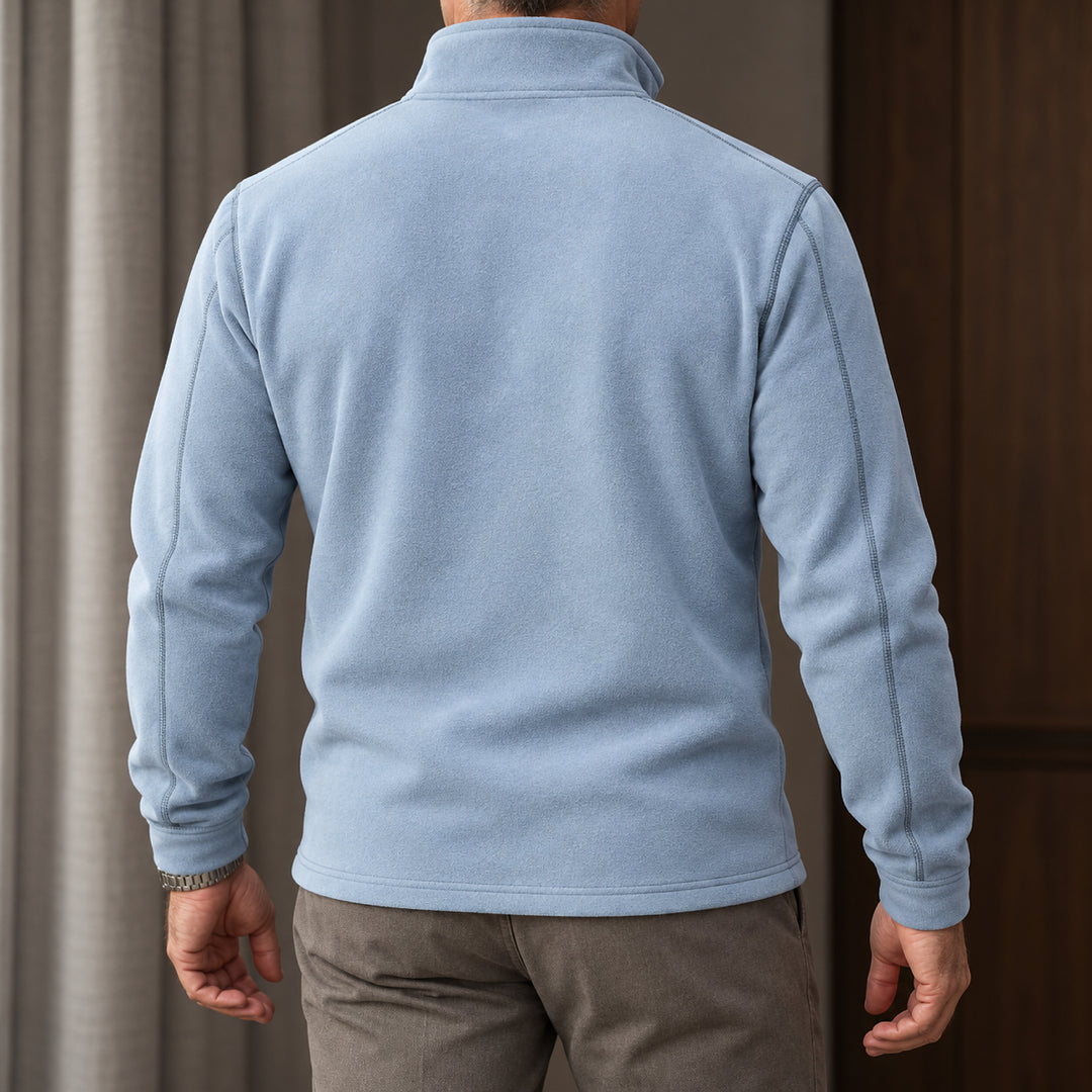 Velour Fleece Quarter-Zip — Blue