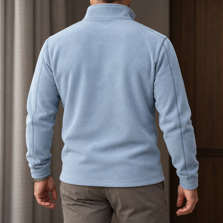 Velour Fleece Quarter-Zip — Blue