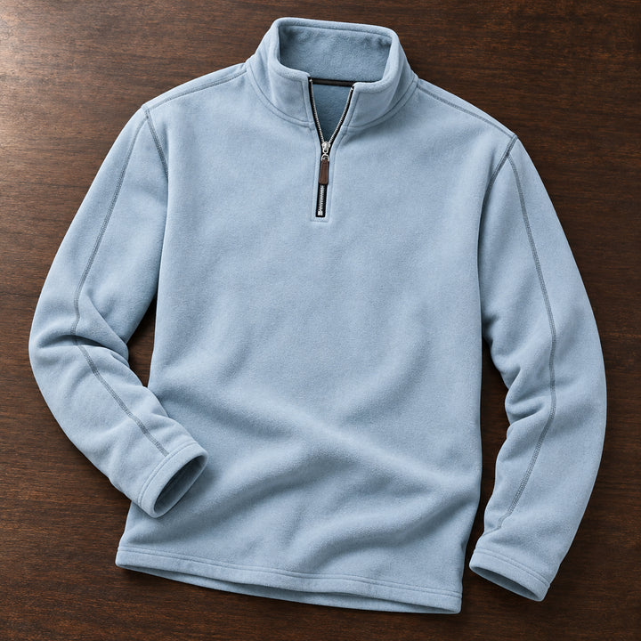 Velour Fleece Quarter-Zip — Blue