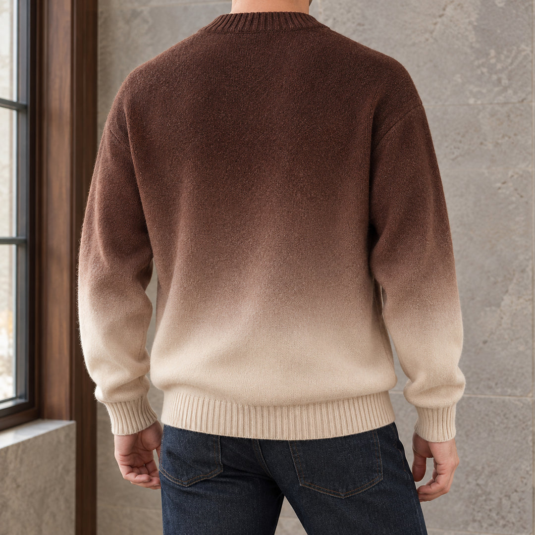 Ombré Knit Crewneck — Brown