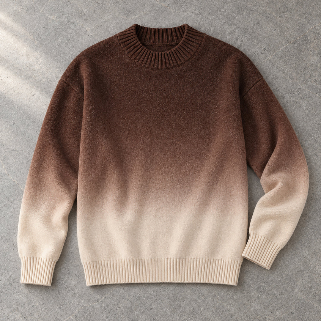 Ombré Knit Crewneck — Brown