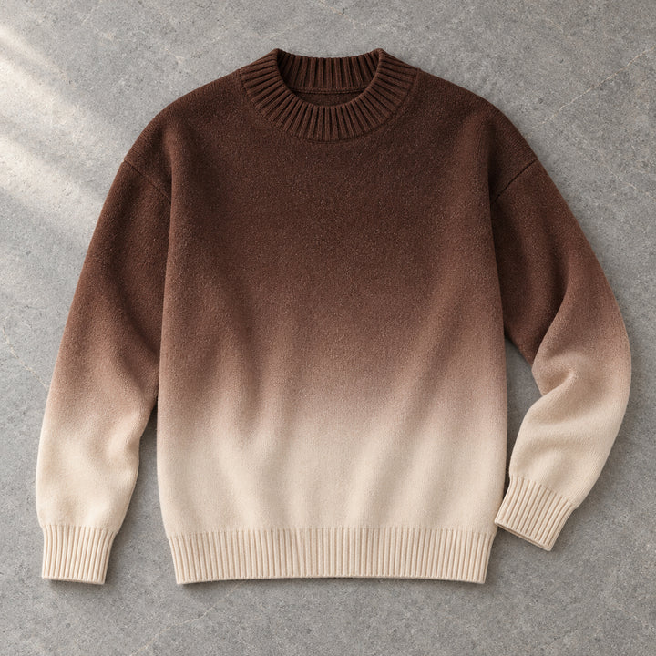 Ombré Knit Crewneck — Brown