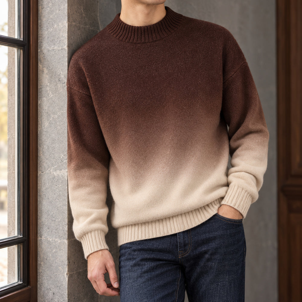 Ombré Knit Crewneck — Brown