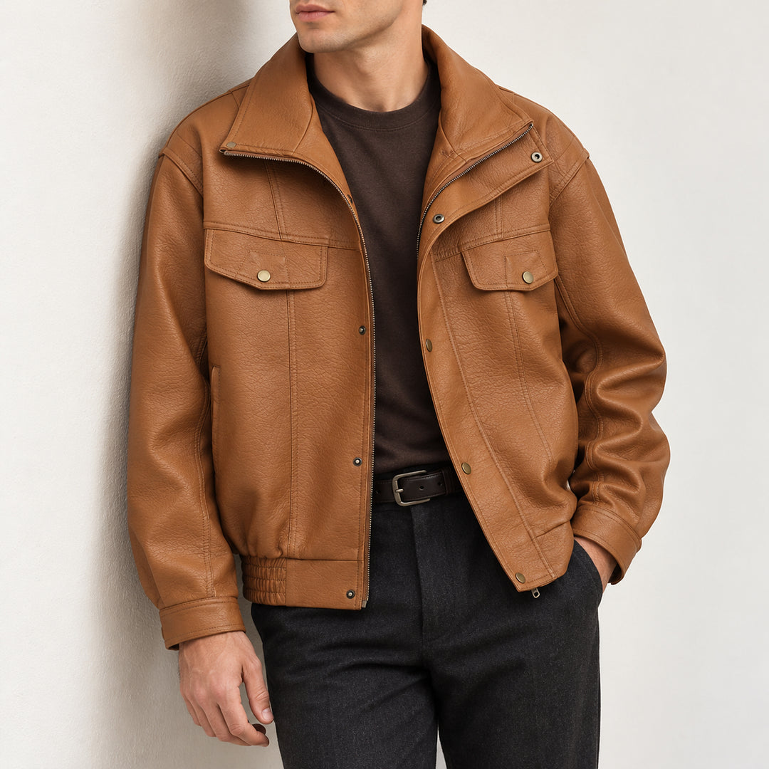 Riderline Matte Bomber Jacket — Brown