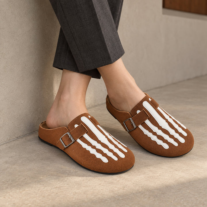 Marrow Buckle Clog Mule — Brown