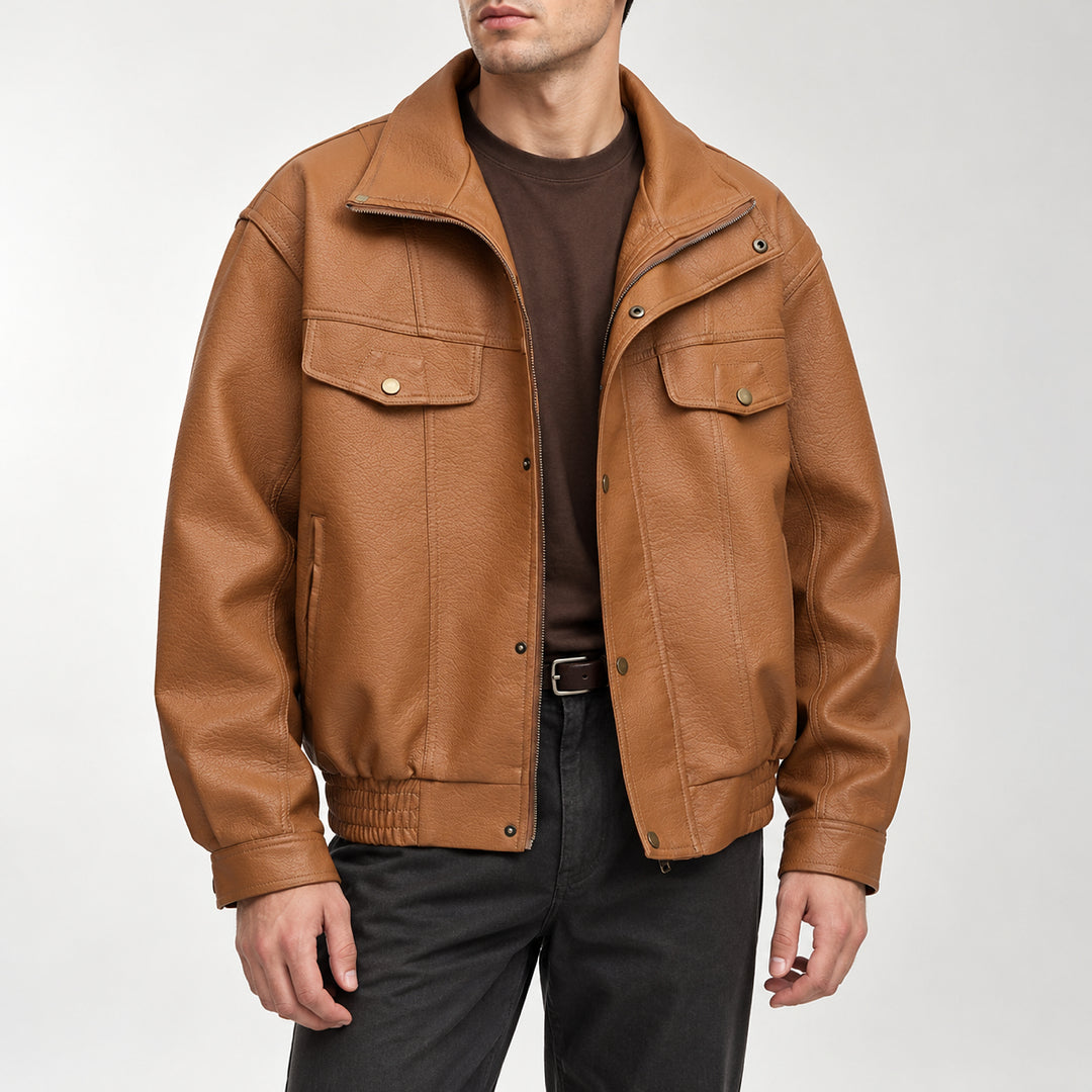 Riderline Matte Bomber Jacket — Brown
